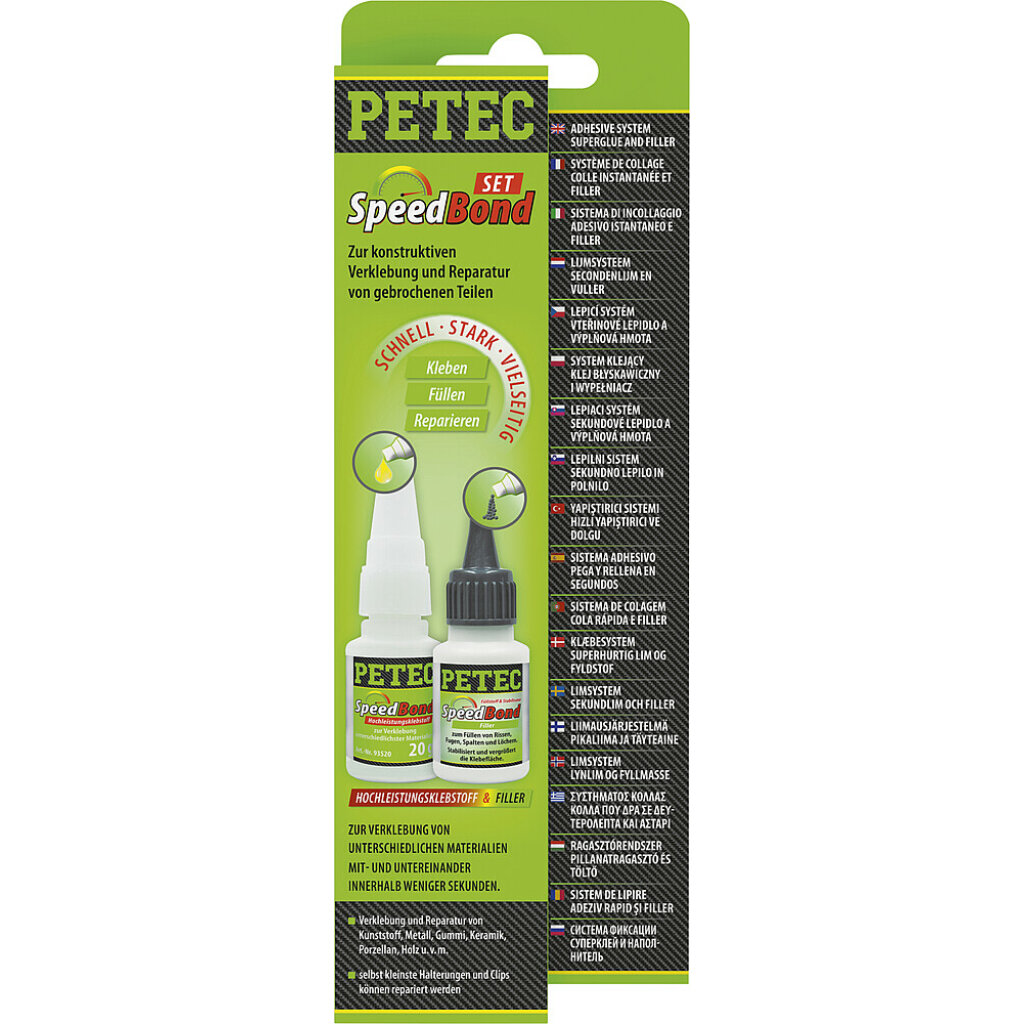 PETEC Hochleistungsklebstoff & Filler Petec SpeedBond-Set Inhalkt 96 g