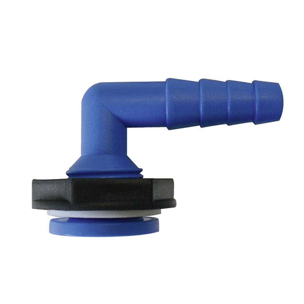 CARYSAN® Winkel - Tankanaschlussteil 1 / 2 Zoll x 10 / 12 mm mit Dichtung und Mutter Farbe blau